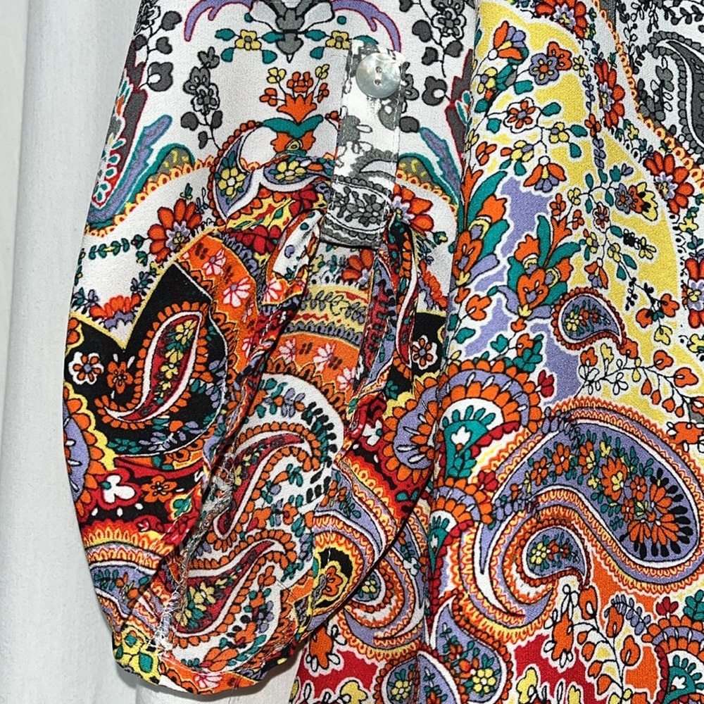 Fig and flower paisley floral tunic women’s boho blouse size large - Picture 3 of 9